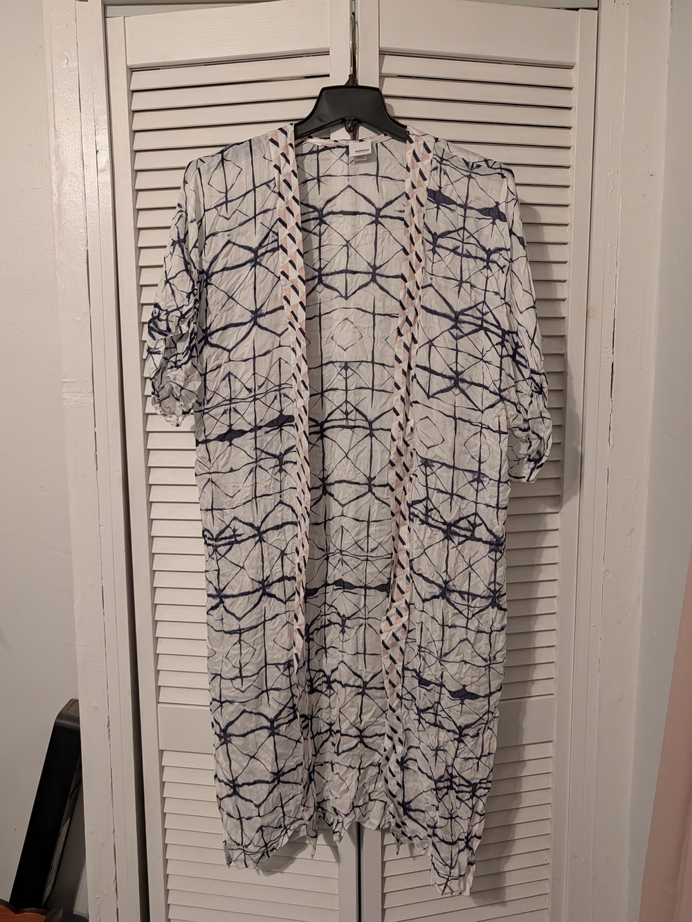 Sonoma White and Navy Tie-Dye Kimono Cover-Up